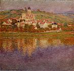 Effect Paintings - Vetheuil Pink Effect by Claude Monet